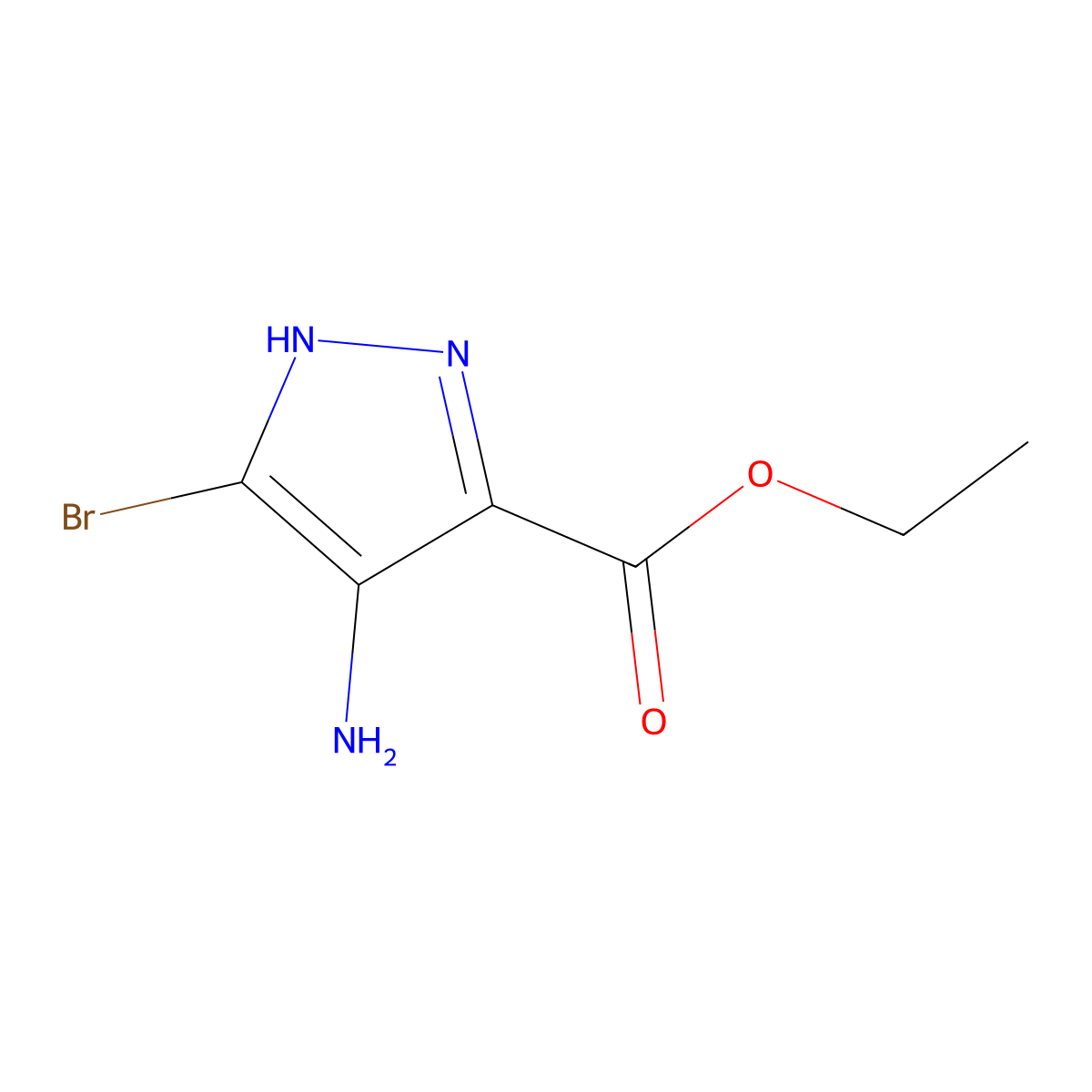 ethyl 4-amino-3-bromo-1H-pyrazole-5-carboxylate molecular structure, CAS 1979126-28-7
