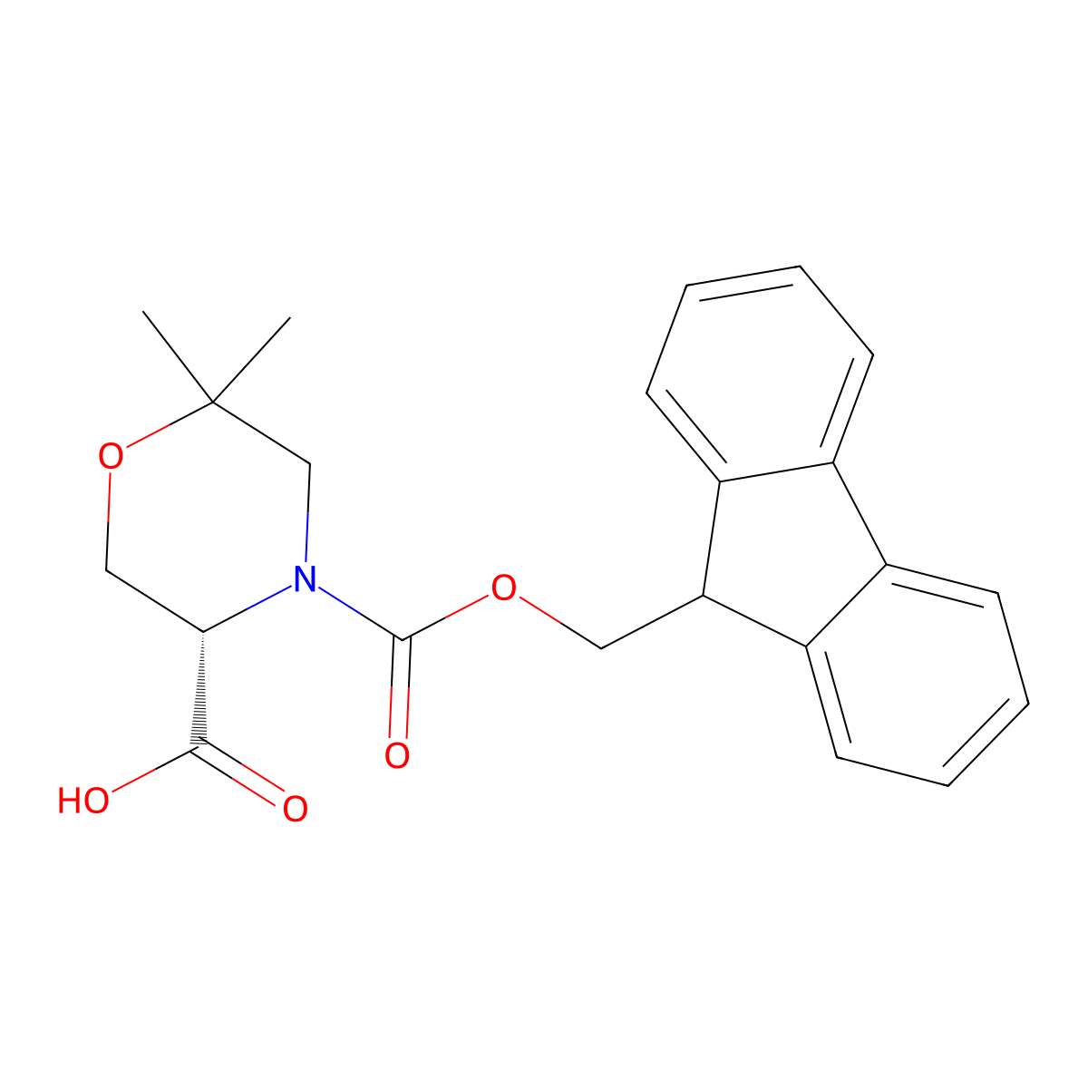 (S)-4-(((9H-fluoren-9-yl)methoxy)carbonyl)-6,6-dimethylmorpholine-3-carboxylic acid molecular structure, CAS 1979169-34-0