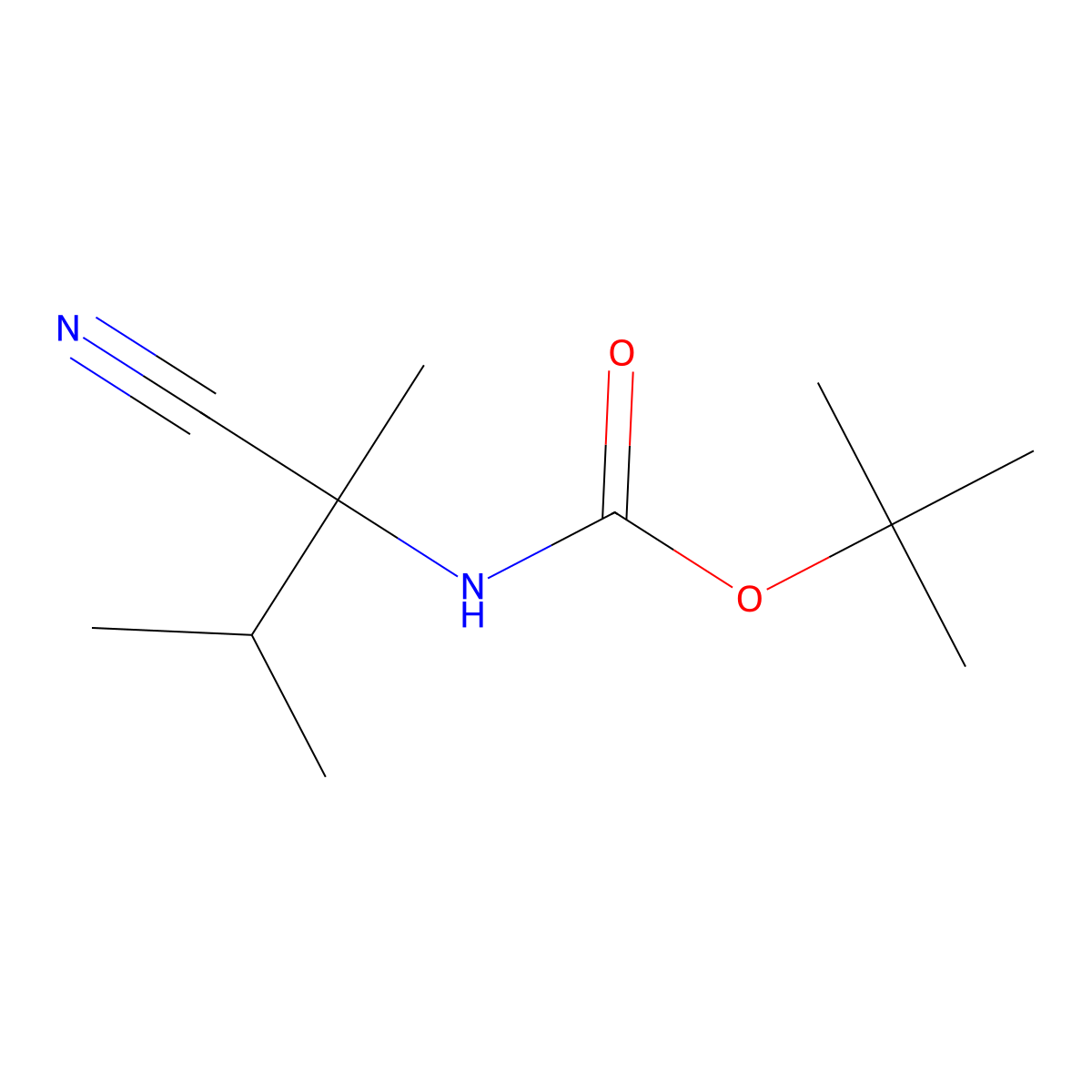 tert-butyl N-(1-cyano-1,2-dimethylpropyl)carbamate molecular structure, CAS 1979169-56-6