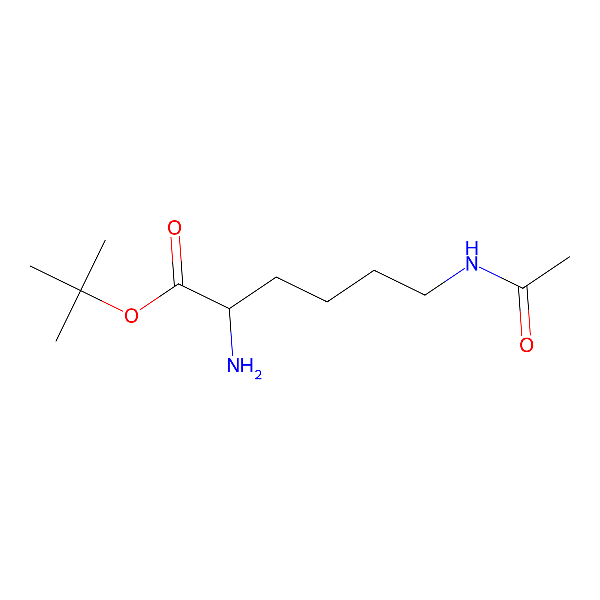 tert-butyl (2S)-2-amino-6-acetamidohexanoate molecular structure, CAS 1979171-10-2