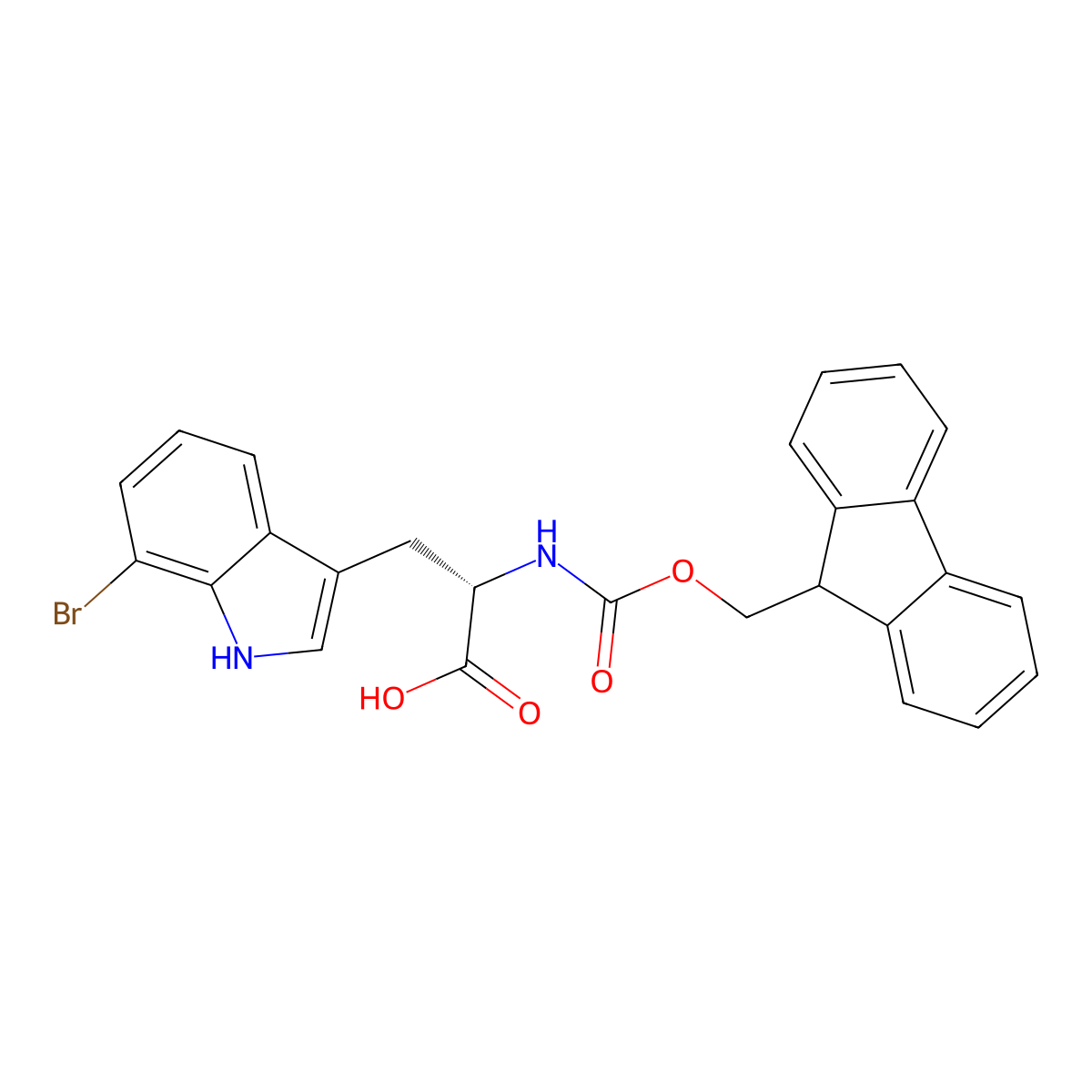 (S)-2-((((9H-fluoren-9-yl)methoxy)carbonyl)amino)-3-(7-bromo-1H-indol-3-yl)propanoic acid molecular structure, CAS 1979173-42-6