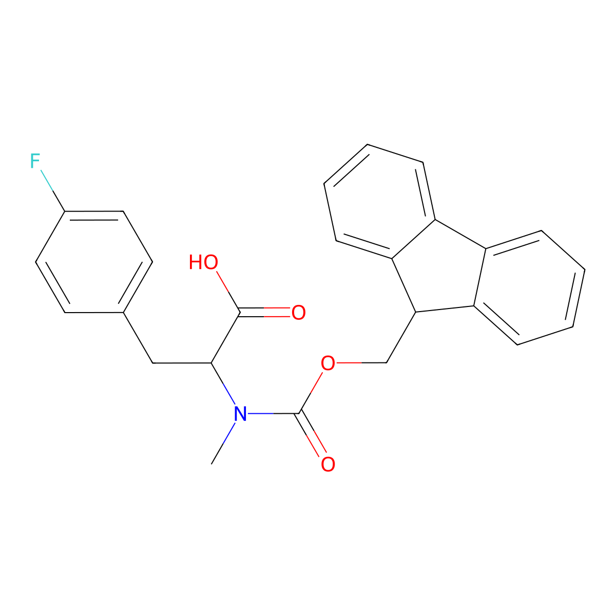Fmoc-4-fluoro-N-methyl-L-phenylalanine molecular structure, CAS 1979176-87-8