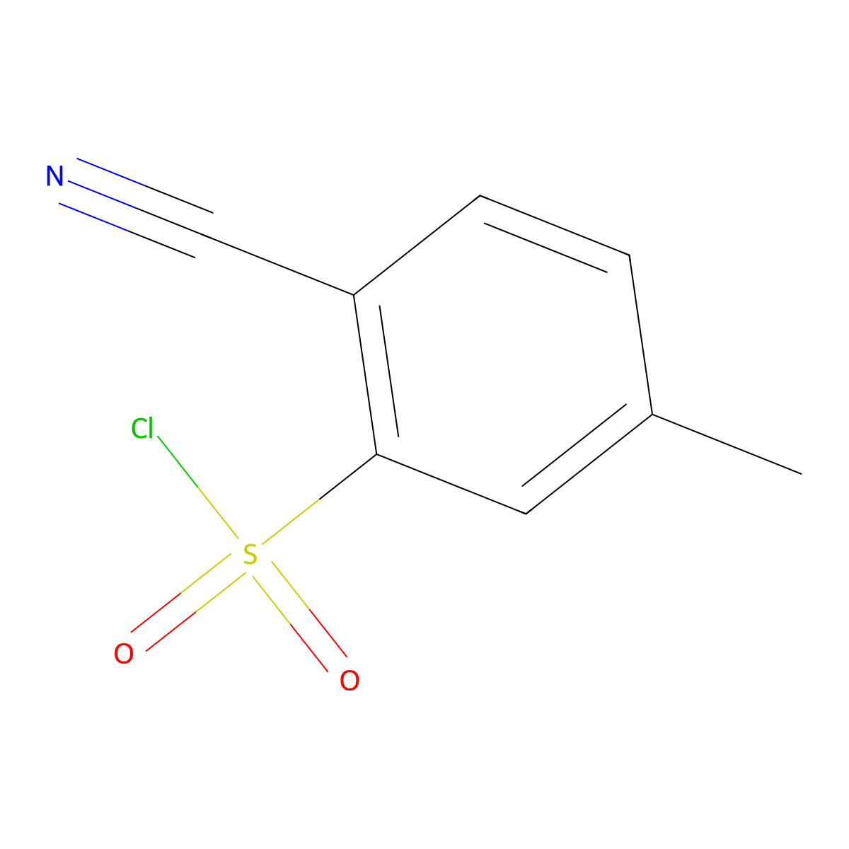 2-Cyano-5-methylbenzene-1-sulfonyl chloride molecular structure, CAS 197960-31-9