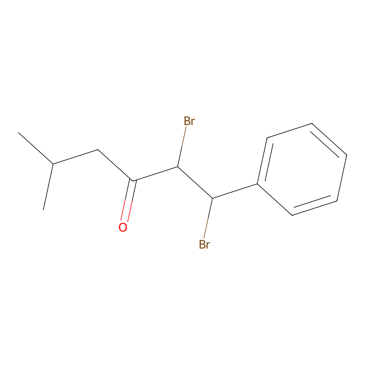 1,2-Dibromo-5-methyl-1-phenyl-3-hexanone molecular structure, CAS 197961-90-3