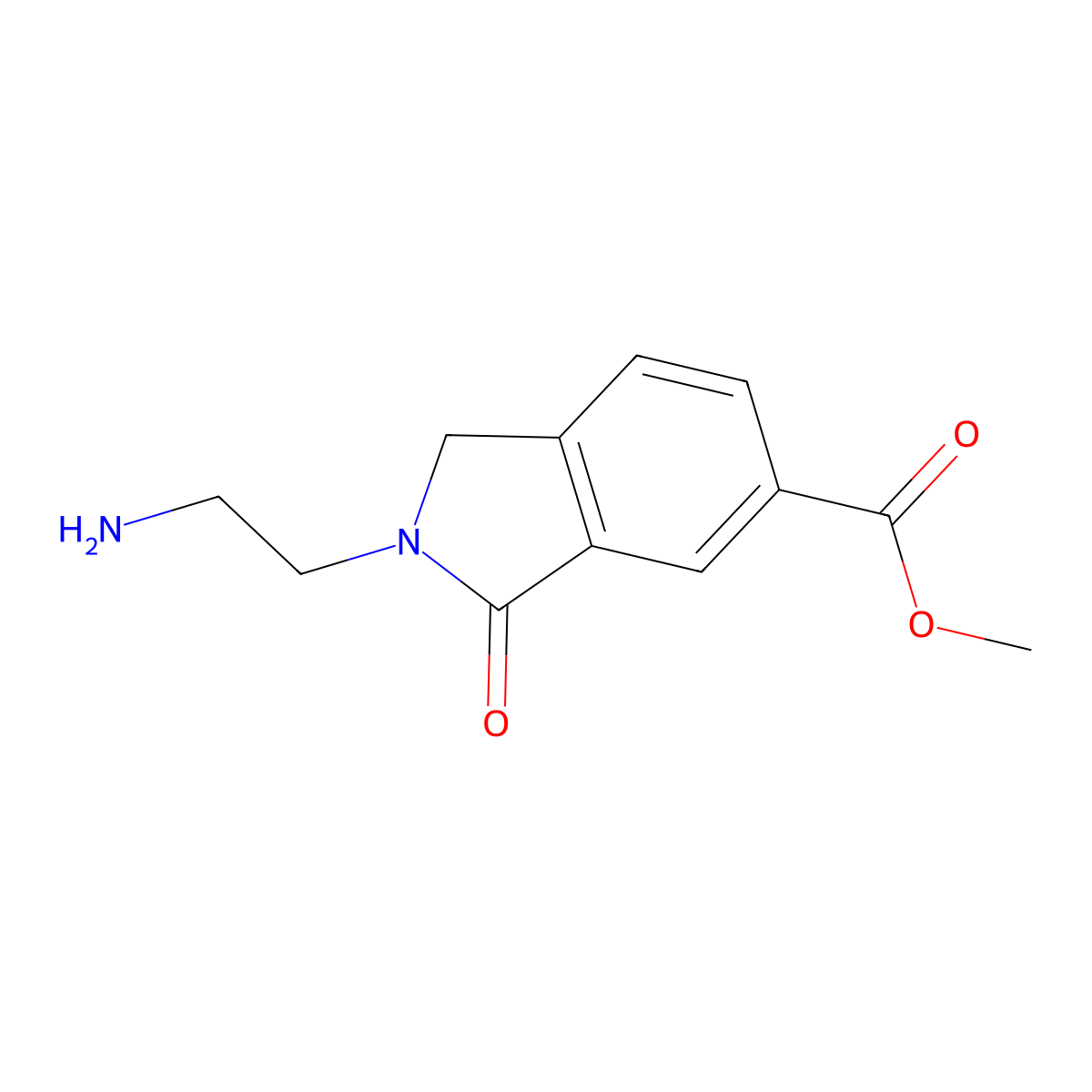 methyl 2-(2-aminoethyl)-3-oxo-2,3-dihydro-1H-isoindole-5-carboxylate molecular structure, CAS 197964-67-3