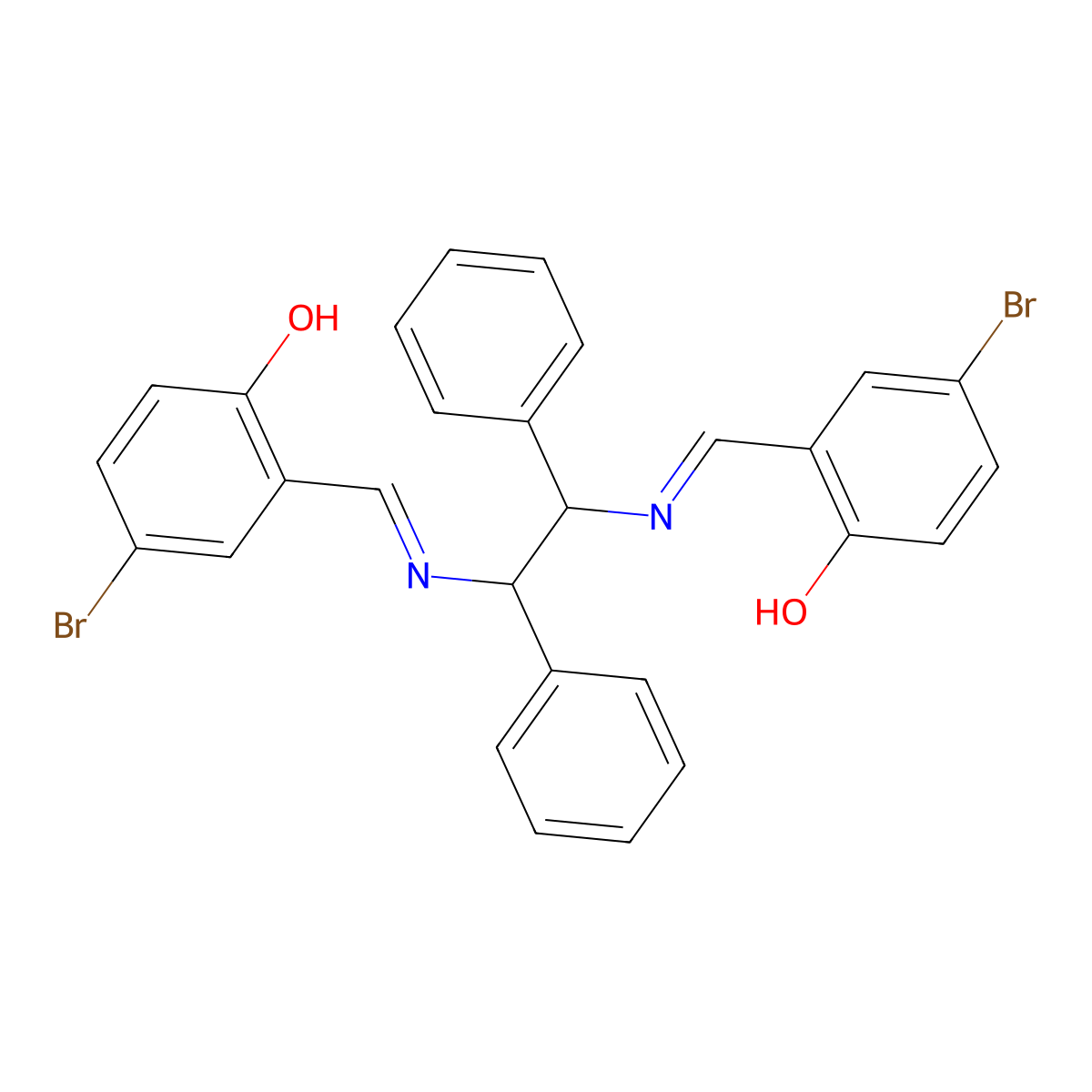 4-bromo-2-[[(1S,2S)-2-[(5-bromo-2-hydroxyphenyl)methylideneamino]-1,2-diphenylethyl]iminomethyl]phenol molecular structure, CAS 197965-50-7