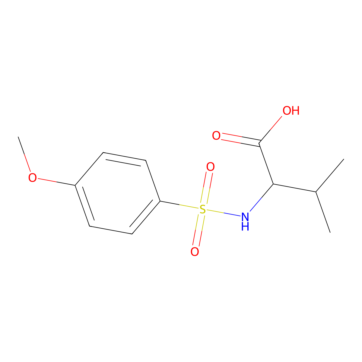 2-(4-Methoxy-benzenesulfonylamino)-3-methyl-butyric acid molecular structure, CAS 197965-89-2