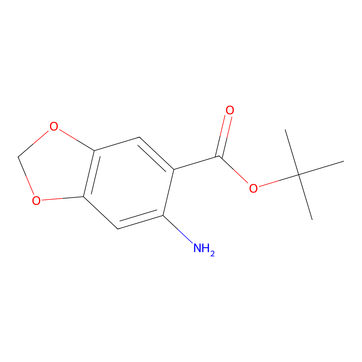 Tert-butyl 6-amino-1,3-dioxaindane-5-carboxylate molecular structure, CAS 1979683-60-7