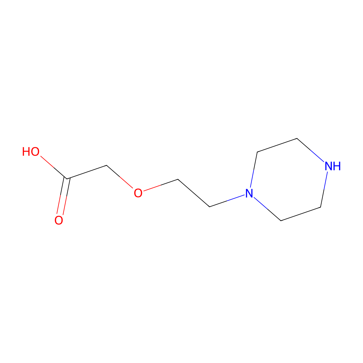 2-(2-(1-Piperazinyl)ethoxy)acetic acid molecular structure, CAS 197969-01-0