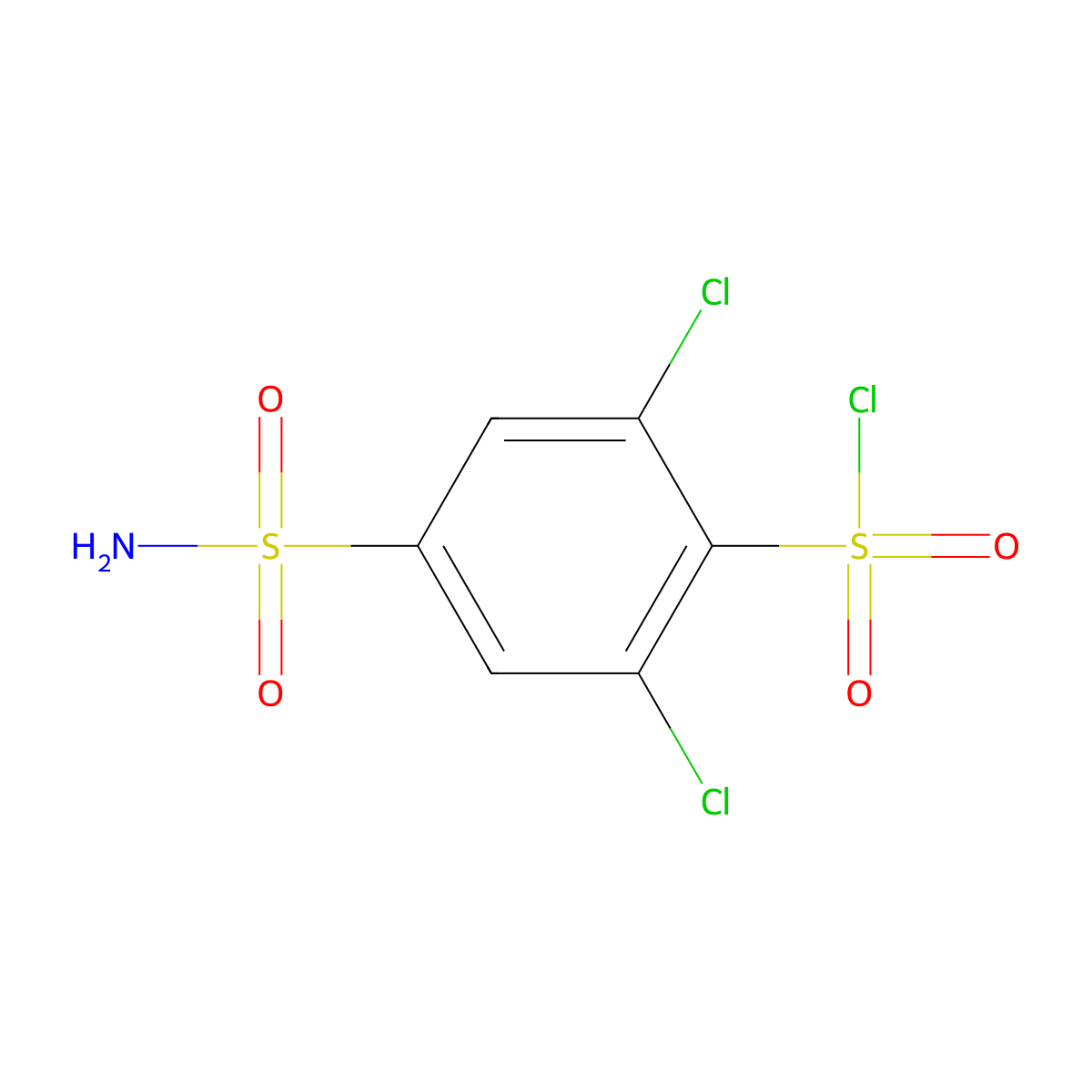 2,6-Dichloro-4-sulfamoylbenzene-1-sulfonyl chloride molecular structure, CAS 19797-72-9