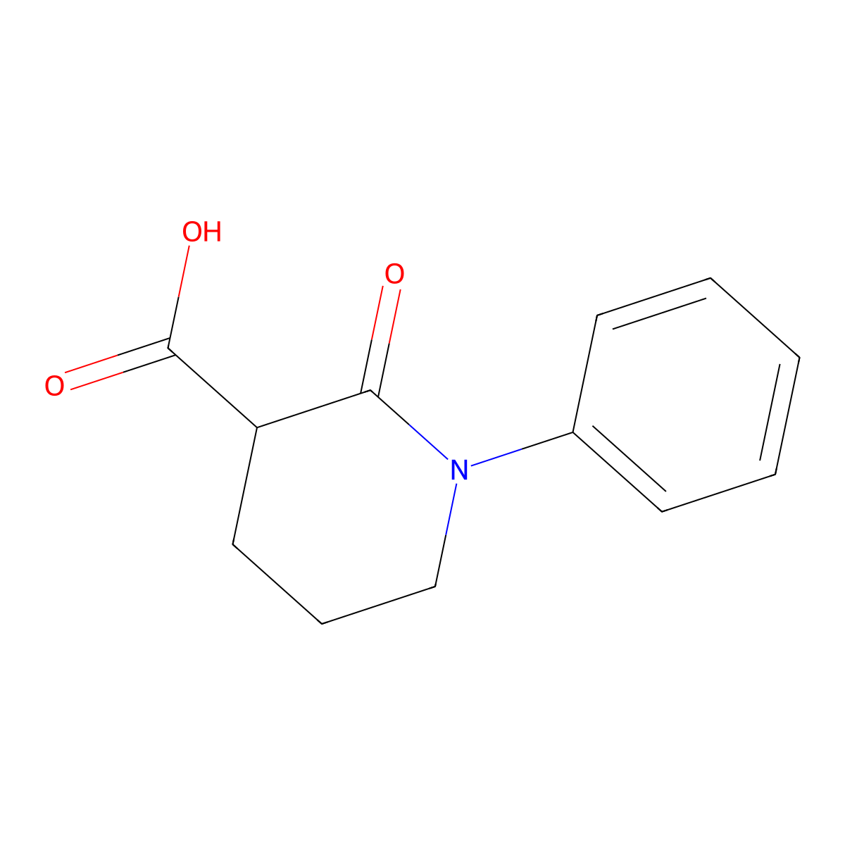 2-Oxo-1-phenylpiperidine-3-carboxylic acid molecular structure, CAS 197973-92-5