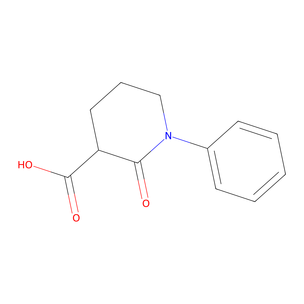 2-Oxo-1-phenylpiperidine-3-carboxylic acid molecular structure, CAS 197973-92-5