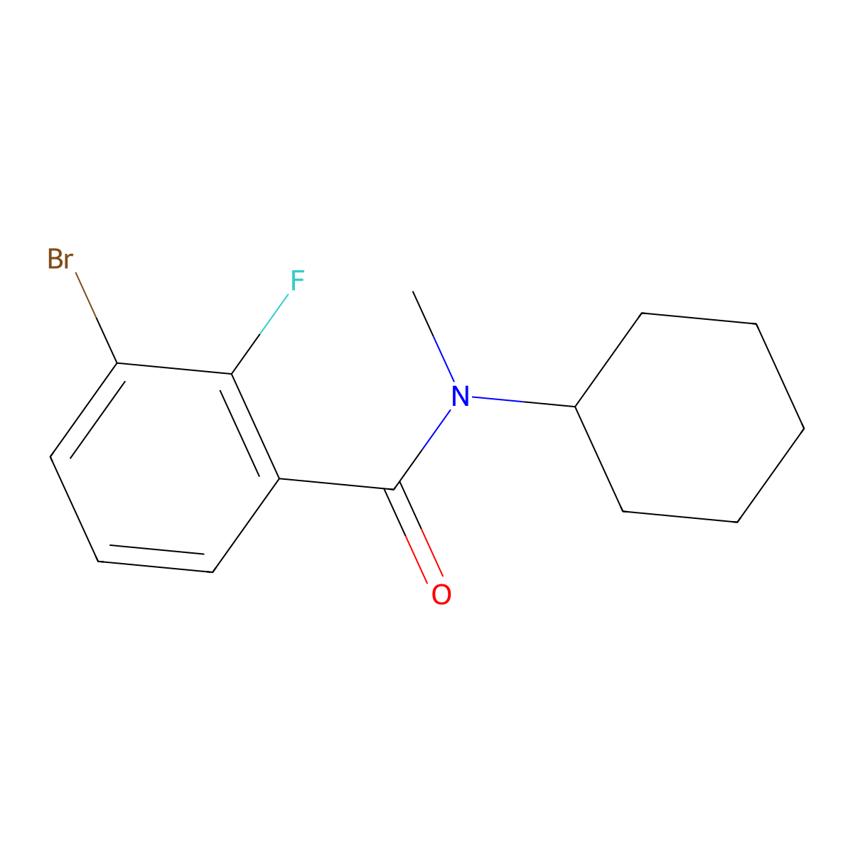 3-Bromo-N-cyclohexyl-2-fluoro-N-methyl-benzamide molecular structure, CAS 1979751-93-3