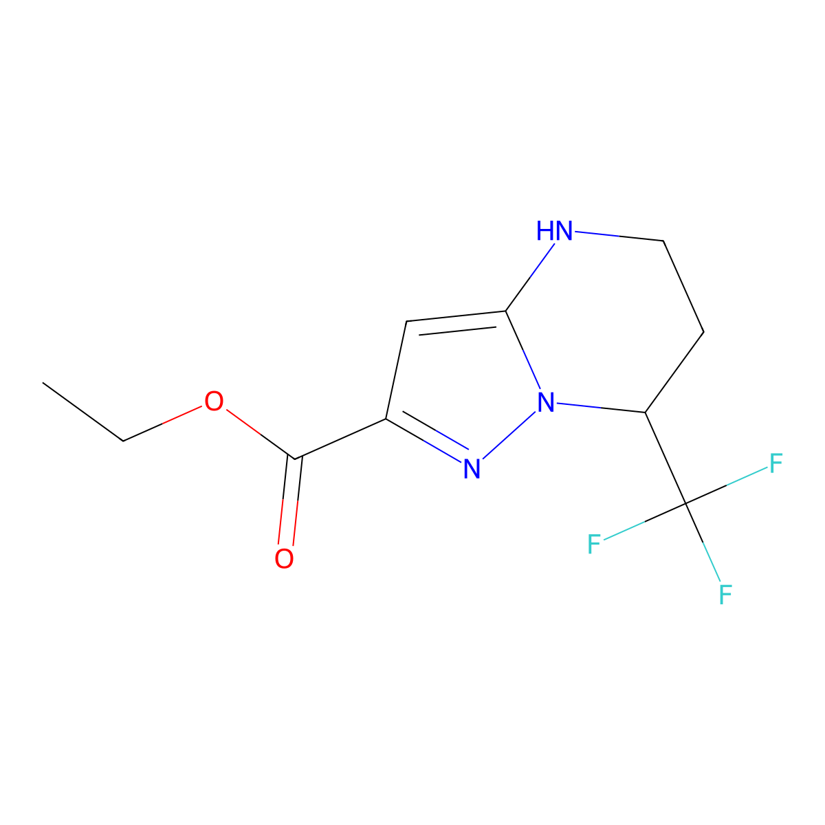 ethyl 7-(trifluoromethyl)-4H,5H,6H,7H-pyrazolo[1,5-a]pyrimidine-2-carboxylate molecular structure, CAS 1979877-21-8