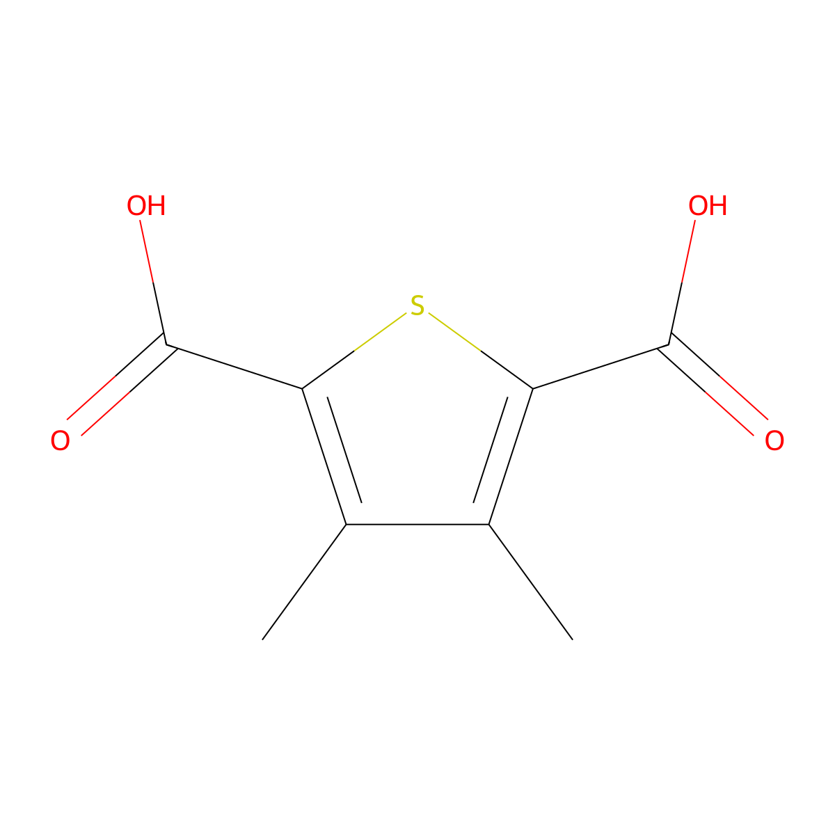 3,4-Dimethylthiophene-2,5-dicarboxylic acid molecular structure, CAS 19799-13-4