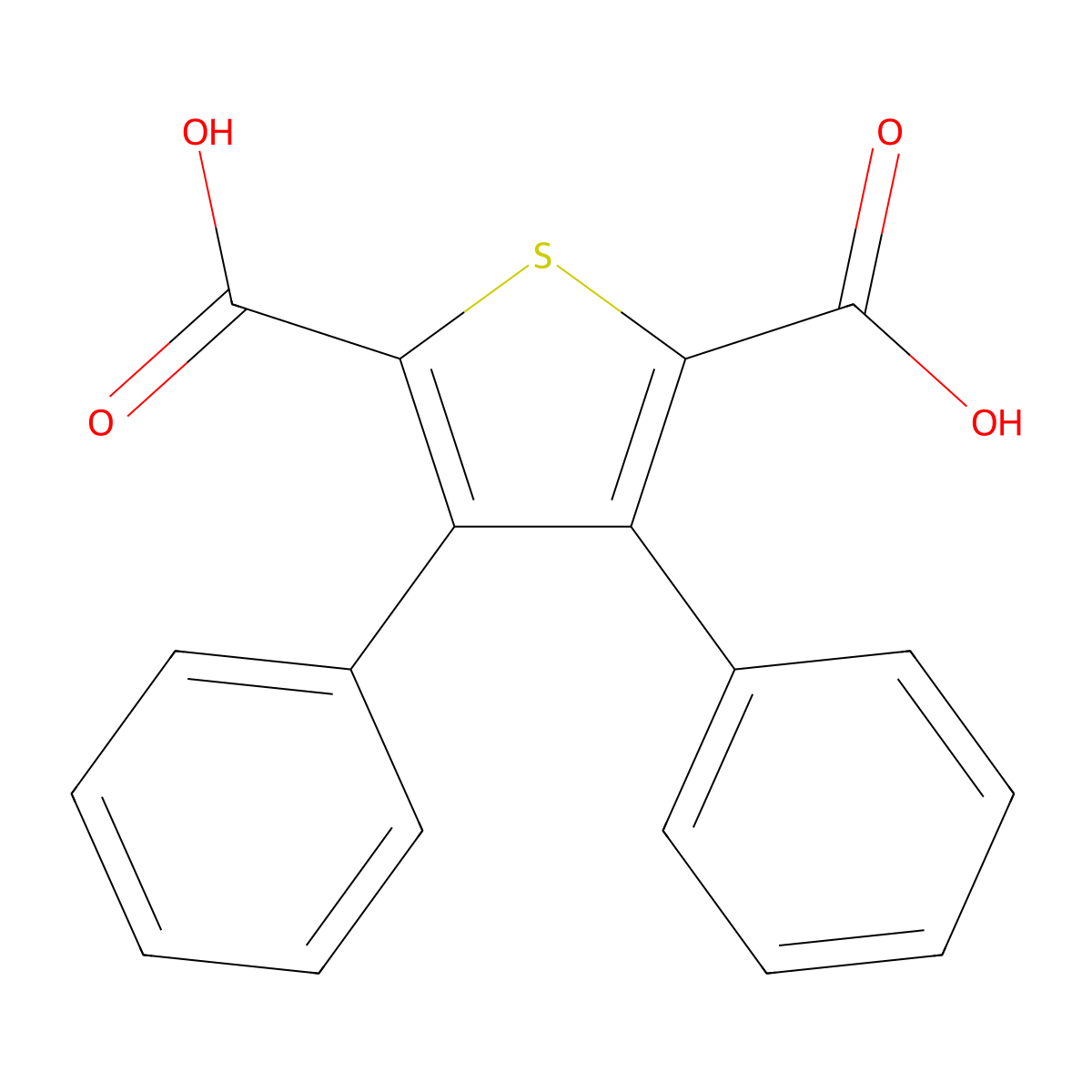 3,4-Diphenylthiophene-2,5-dicarboxylic acid molecular structure, CAS 19799-42-9