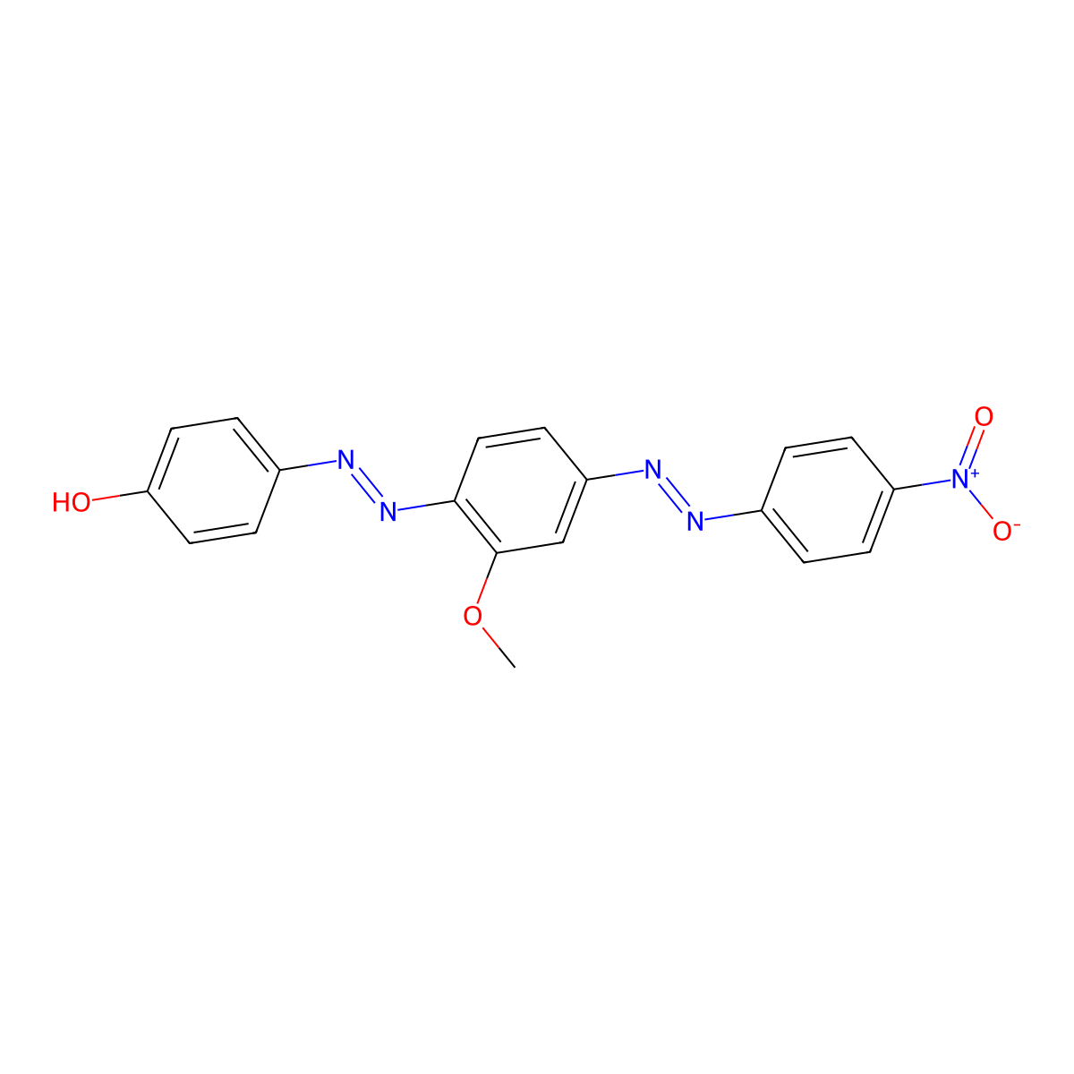 Phenol, 4-(2-(2-methoxy-4-(2-(4-nitrophenyl)diazenyl)phenyl)diazenyl)- molecular structure, CAS 19800-42-1