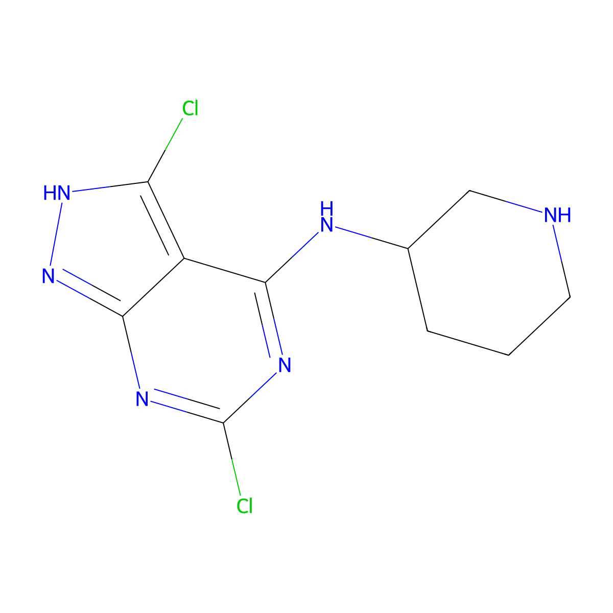 3,6-Dichloro-N-[(3R)-piperidin-3-yl]-1H-pyrazolo[3,4-d]pyrimidin-4-amine molecular structure, CAS 1980007-49-5