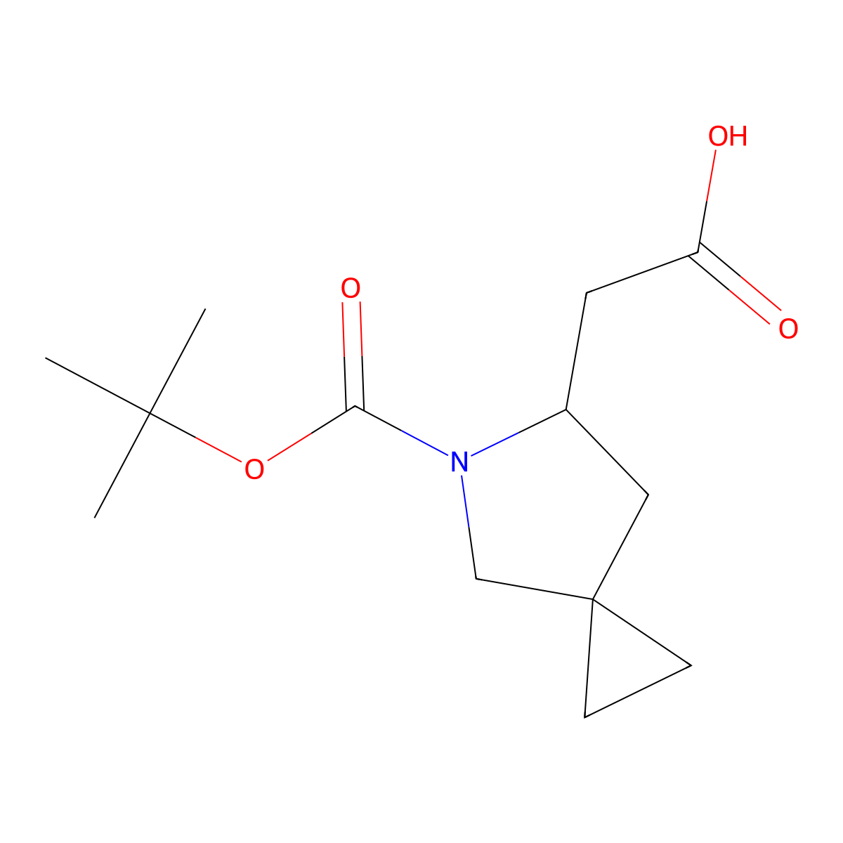 2-((6S)-5-((tert-butoxy)carbonyl)-5-azaspiro(2.4)heptan-6-yl)acetic acid molecular structure, CAS 1980007-50-8