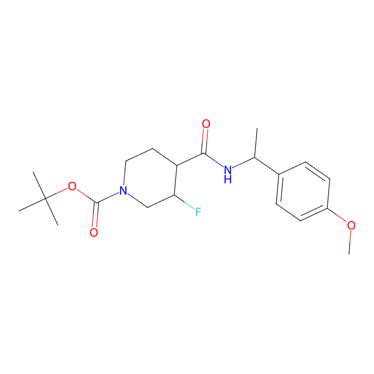 Tert-butyl 3-fluoro-4-[1-(4-methoxyphenyl)ethylcarbamoyl]piperidine-1-carboxylate molecular structure, CAS 1980007-54-2