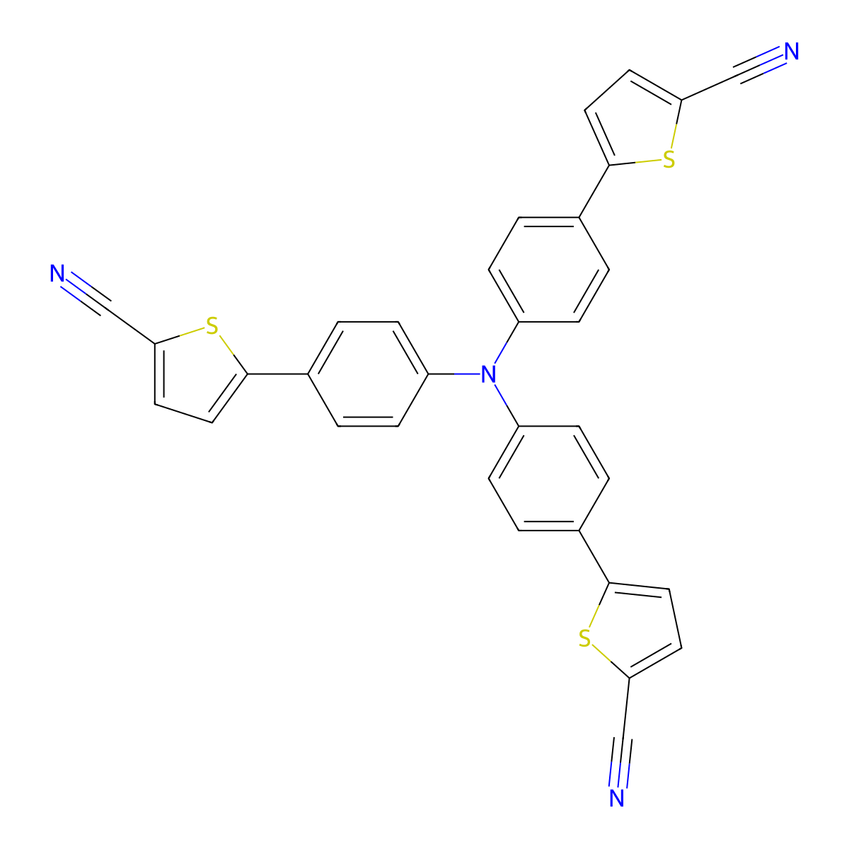 5,5',5''-(Nitrilotris(benzene-4,1-diyl))tris(thiophene-2-carbonitrile) molecular structure, CAS 1980011-17-3