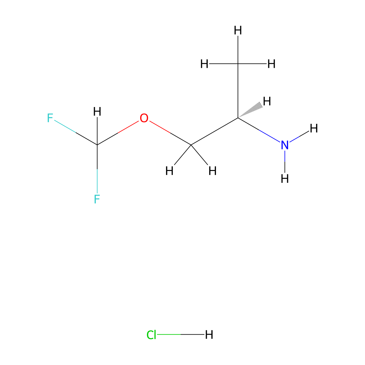 (2R)-1-(difluoromethoxy)propan-2-amine hydrochloride molecular structure, CAS 1980026-21-8