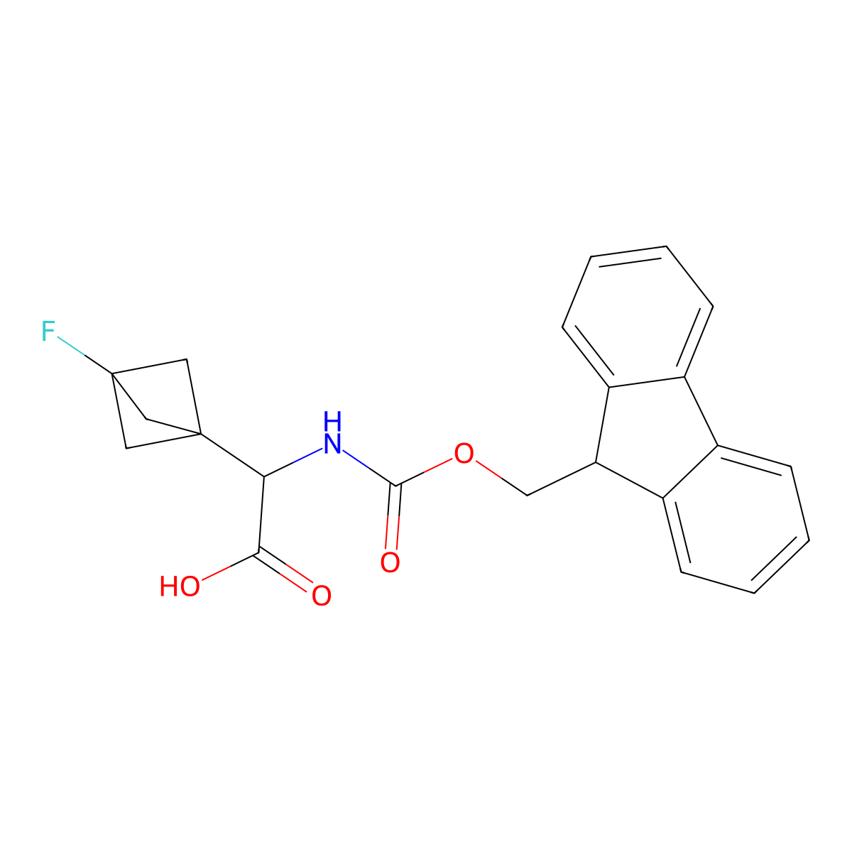 2-((((9H-Fluoren-9-yl)methoxy)carbonyl)amino)-2-(3-fluorobicyclo[1.1.1]pentan-1-yl)acetic acid molecular structure, CAS 1980033-67-7