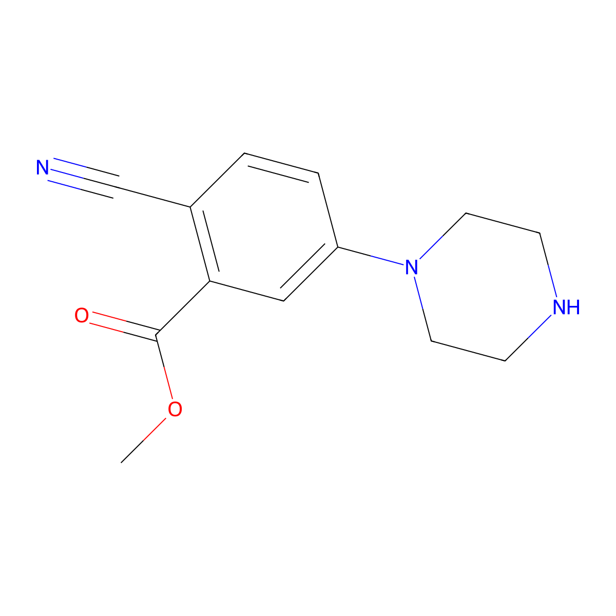 Methyl 5-piperazin-1-yl-2-cyanobenzoate molecular structure, CAS 1980038-55-8