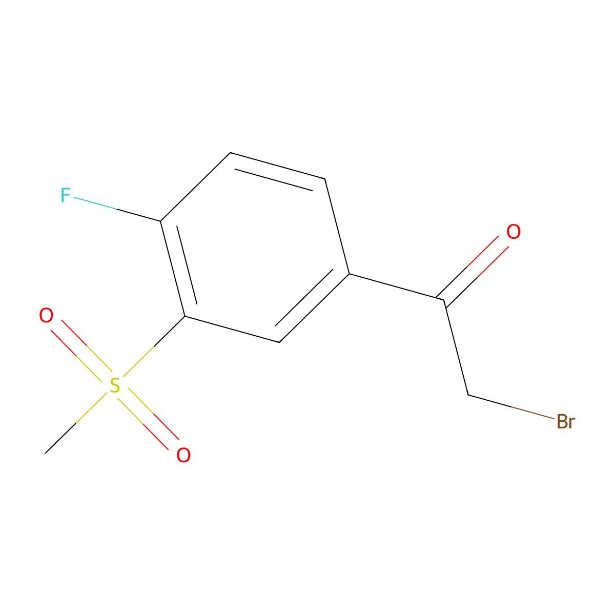 2-Bromo-1-(4-fluoro-3-methanesulfonylphenyl)ethan-1-one molecular structure, CAS 1980038-68-3