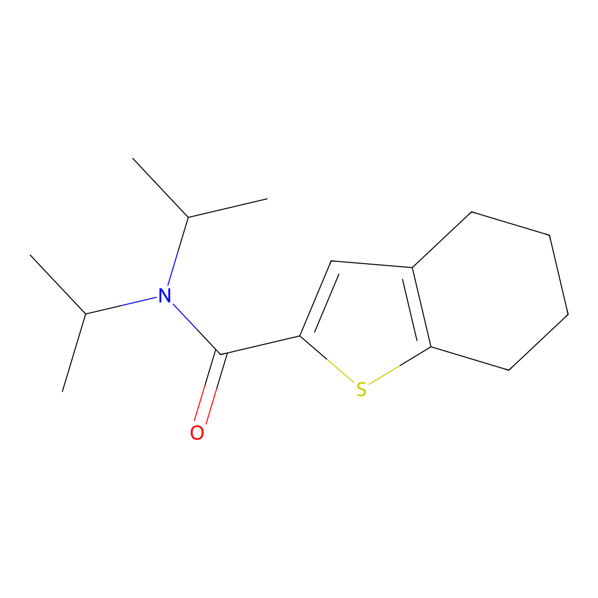 N,N-Diisopropyl-4,5,6,7-tetrahydro-1-benzothiophene-2-carboxamide molecular structure, CAS 1980039-86-8