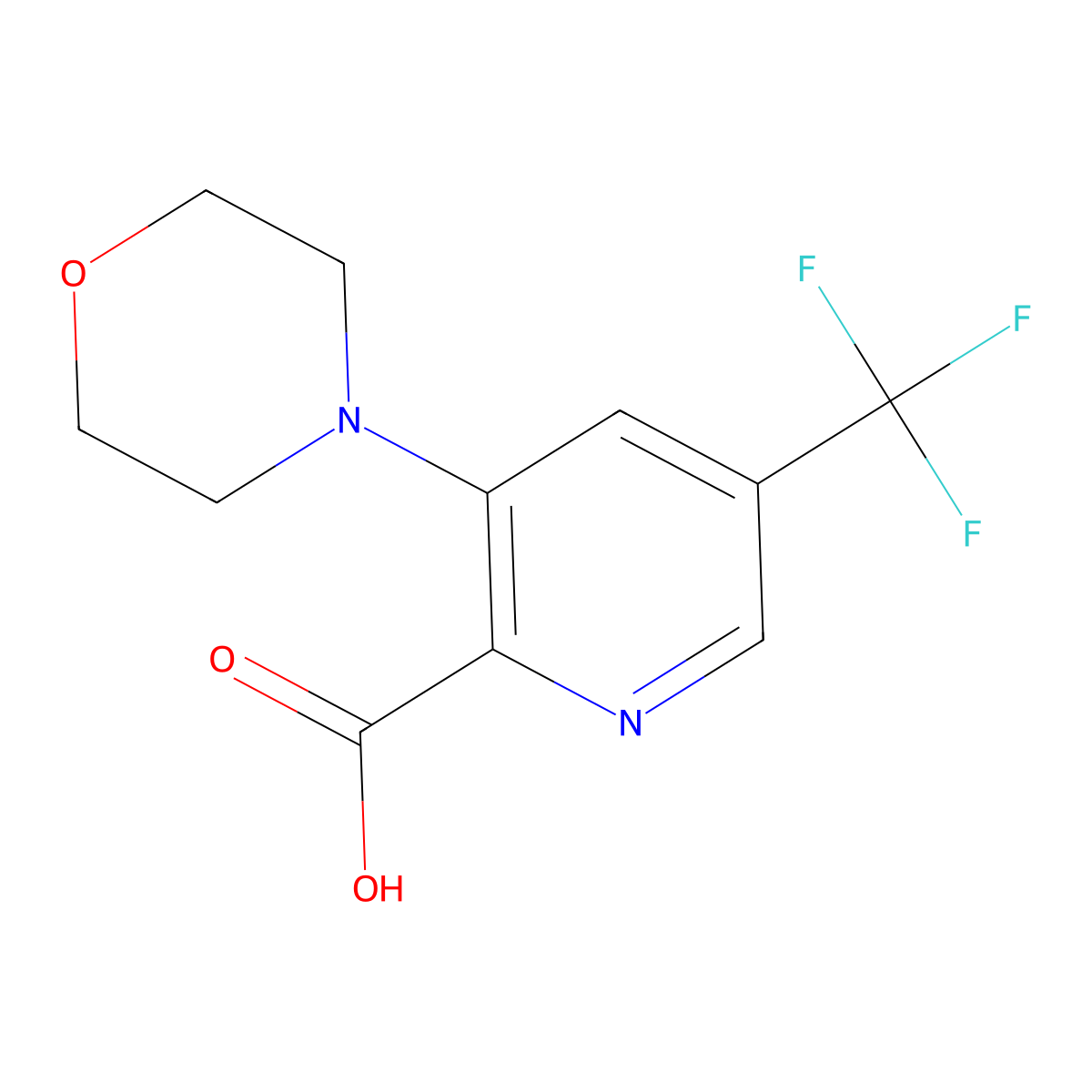 3-(Morpholin-4-YL)-5-(trifluoromethyl)pyridine-2-carboxylic acid molecular structure, CAS 1980040-34-3