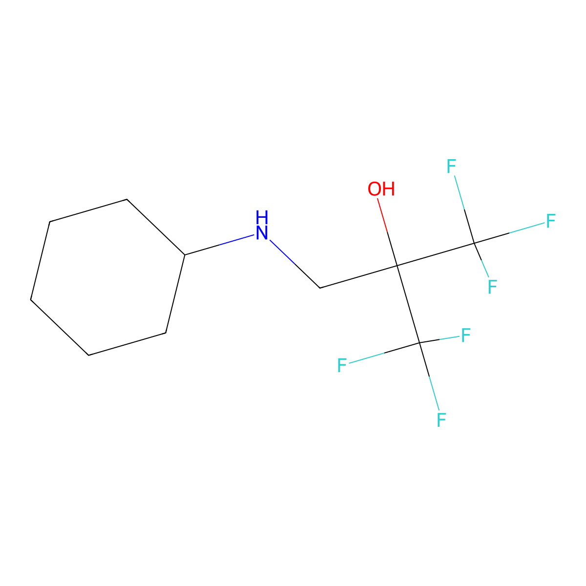 2-[(Cyclohexylamino)methyl]-1,1,1,3,3,3-hexafluoropropan-2-ol molecular structure, CAS 1980044-21-0