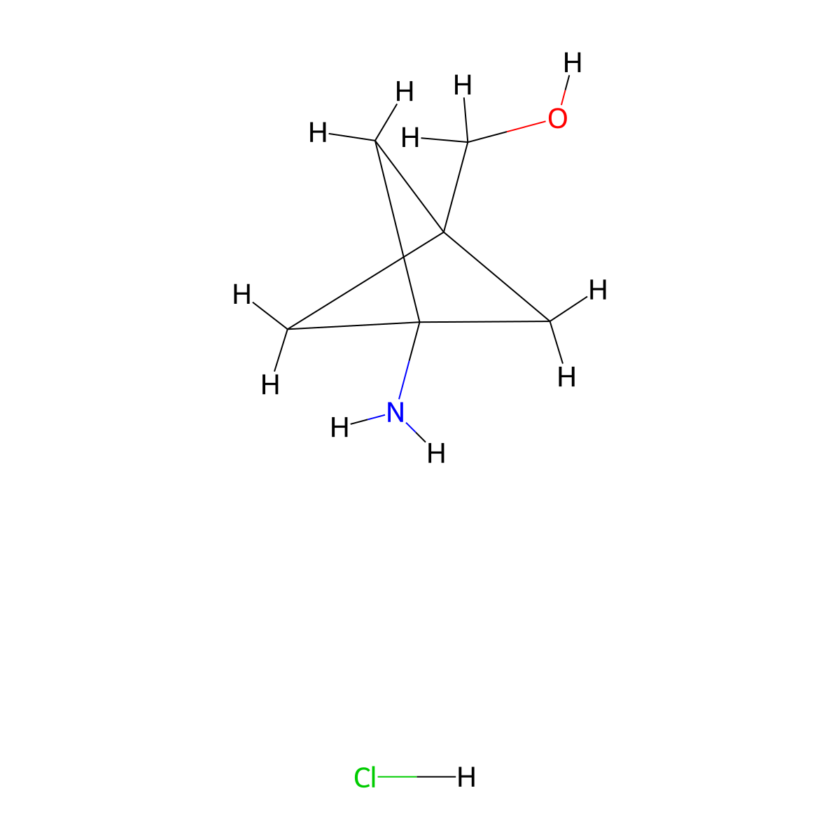 (3-Aminobicyclo(1.1.1)pentan-1-yl)methanol hydrochloride molecular structure, CAS 1980045-93-9