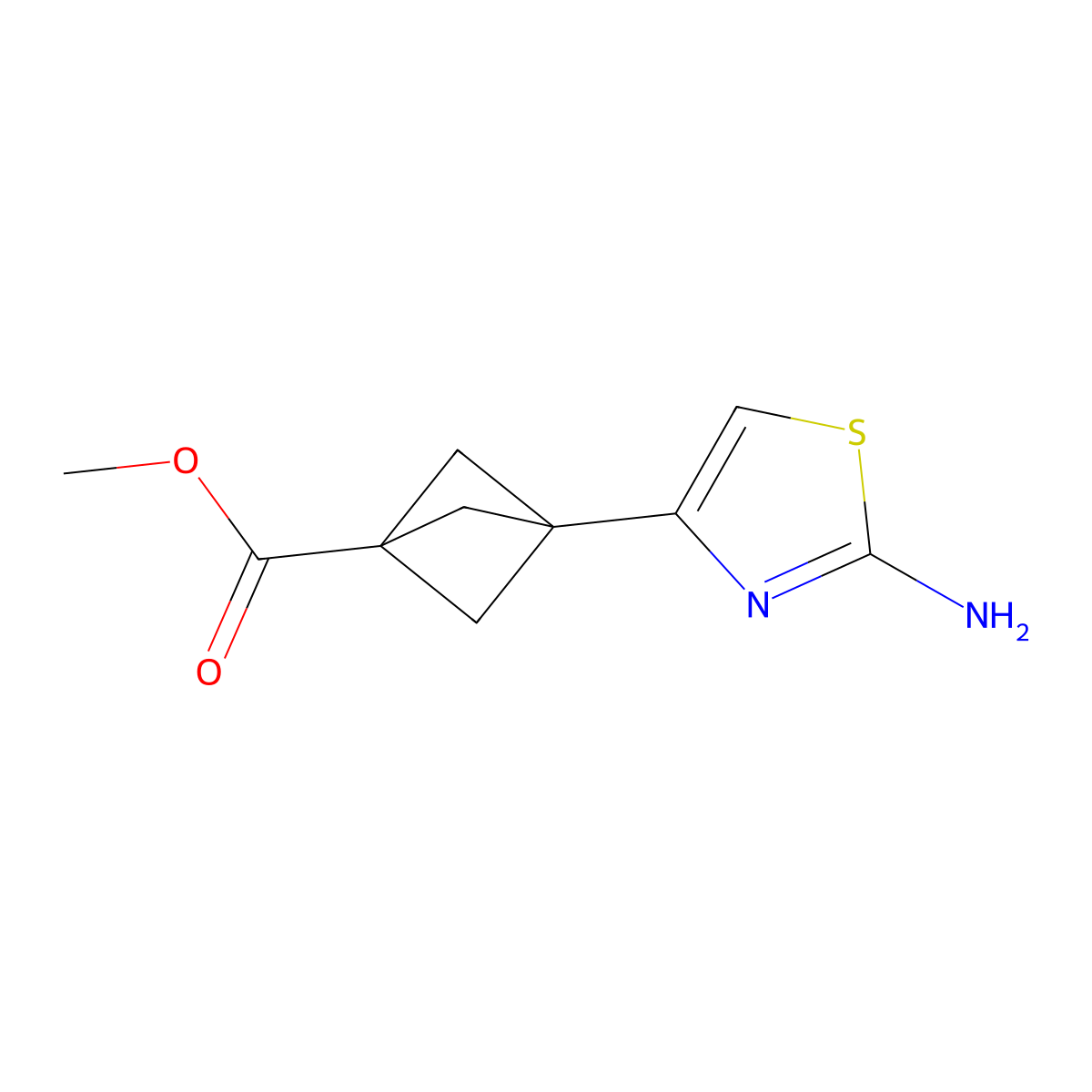 Methyl 3-(2-amino-1,3-thiazol-4-yl)bicyclo[1.1.1]pentane-1-carboxylate molecular structure, CAS 1980049-04-4