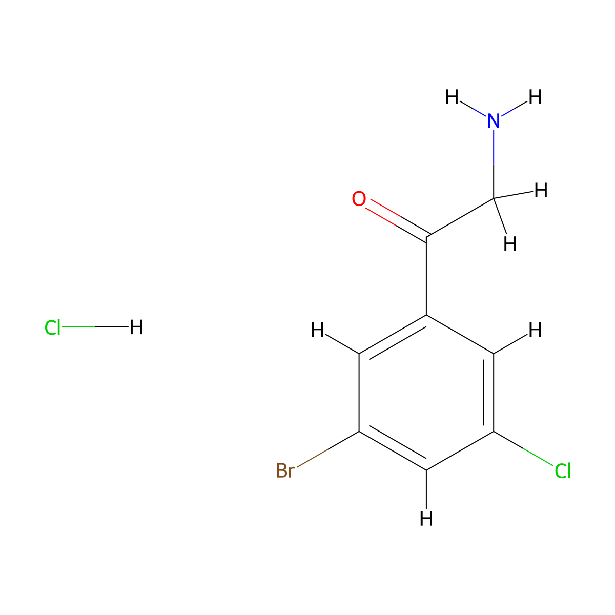 2-Amino-1-(3-bromo-5-chlorophenyl)ethan-1-one hydrochloride molecular structure, CAS 1980049-85-1