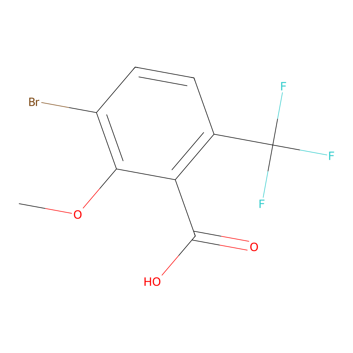 3-Bromo-2-methoxy-6-(trifluoromethyl)benzoic acid molecular structure, CAS 1980050-02-9