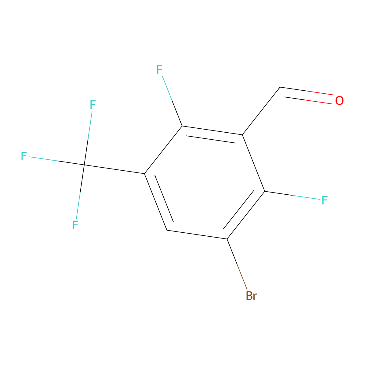 3-Bromo-2,6-difluoro-5-(trifluoromethyl)benzaldehyde molecular structure, CAS 1980053-04-0