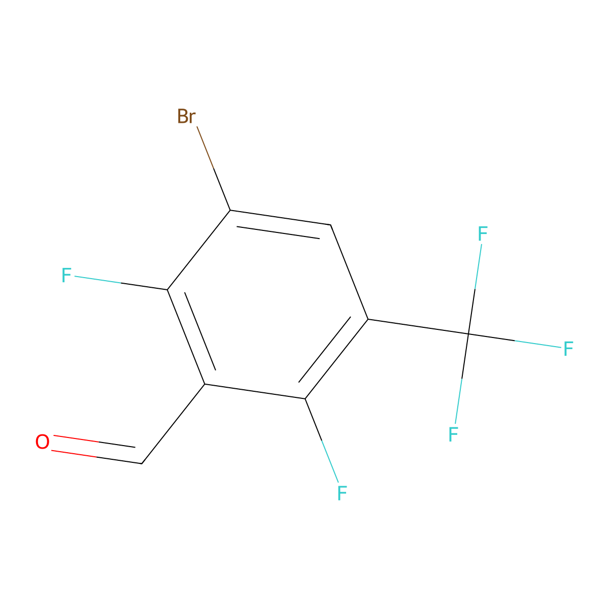 3-Bromo-2,6-difluoro-5-(trifluoromethyl)benzaldehyde molecular structure, CAS 1980053-04-0