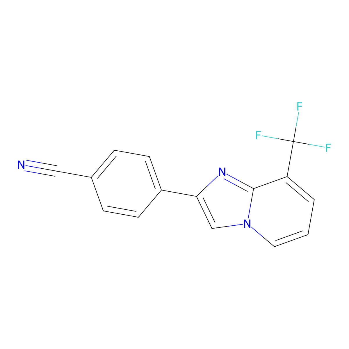 4-[8-(Trifluoromethyl)imidazo[1,2-a]pyridin-2-yl]benzonitrile molecular structure, CAS 1980053-08-4