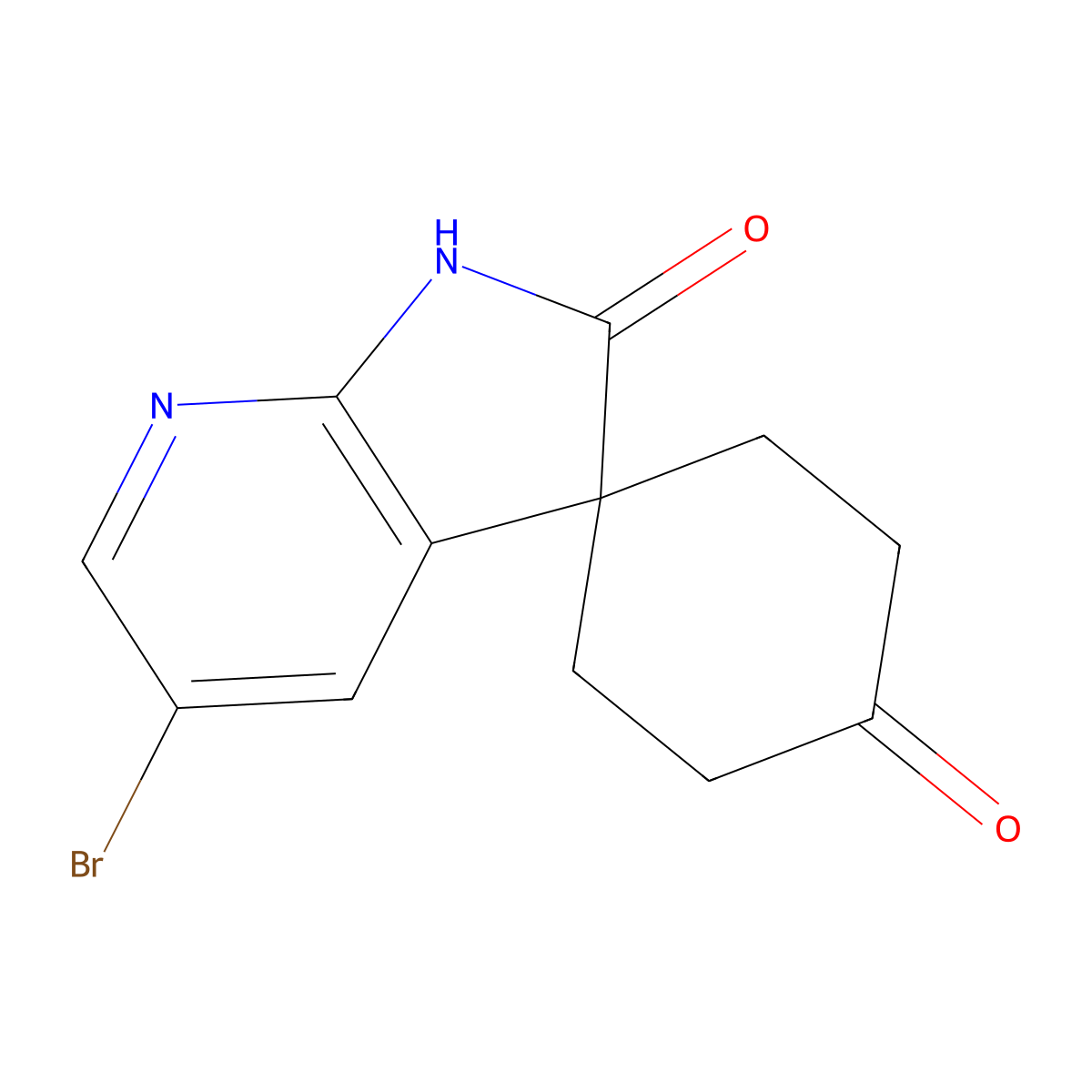 5'-Bromo-1',2'-dihydrospiro(cyclohexane-1,3'-pyrrolo(2,3-b)pyridine)-2',4-dione molecular structure, CAS 1980053-14-2