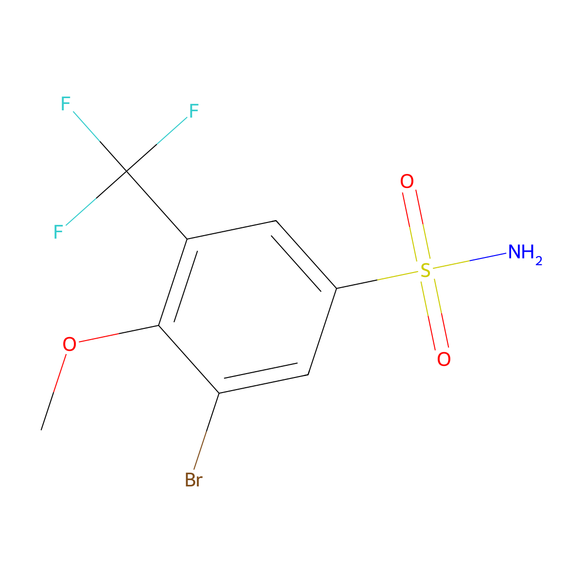 3-Bromo-4-methoxy-5-(trifluoromethyl)benzenesulfonamide molecular structure, CAS 1980053-36-8