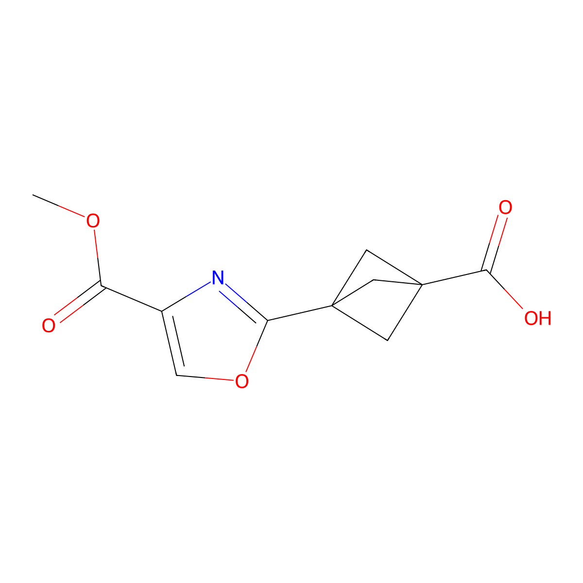 3-[4-(Methoxycarbonyl)-1,3-oxazol-2-yl]bicyclo[1.1.1]pentane-1-carboxylic acid molecular structure, CAS 1980053-58-4