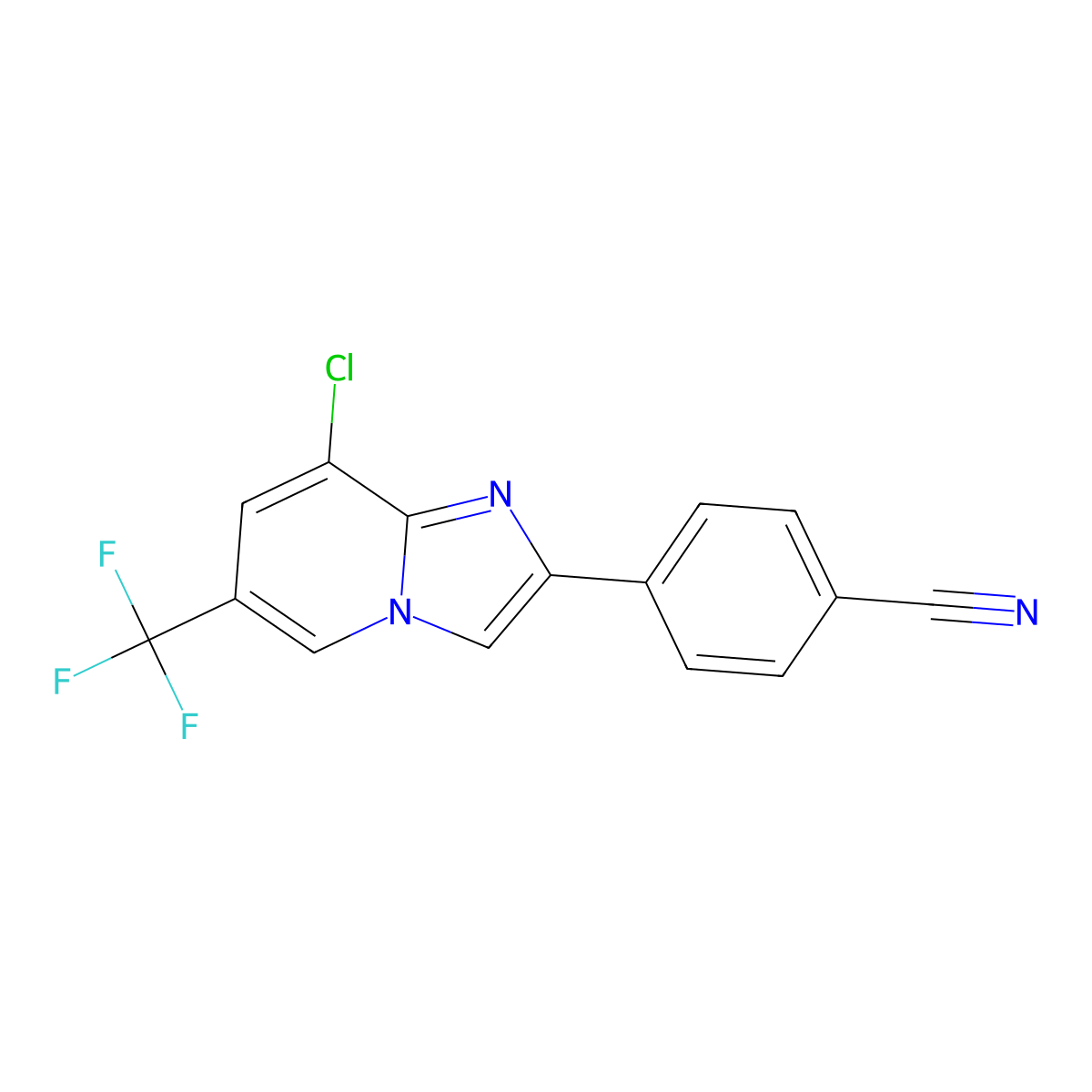 4-[8-Chloro-6-(trifluoromethyl)imidazo[1,2-a]pyridin-2-yl]benzonitrile molecular structure, CAS 1980053-72-2