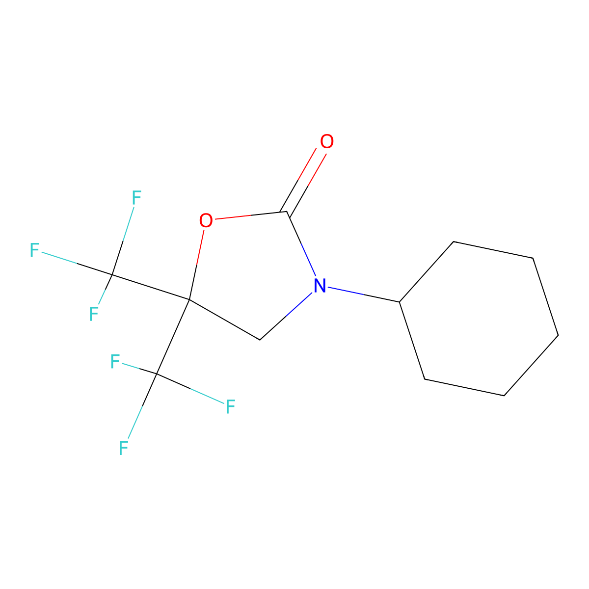 3-Cyclohexyl-5,5-bis(trifluoromethyl)-1,3-oxazolidin-2-one molecular structure, CAS 1980053-84-6