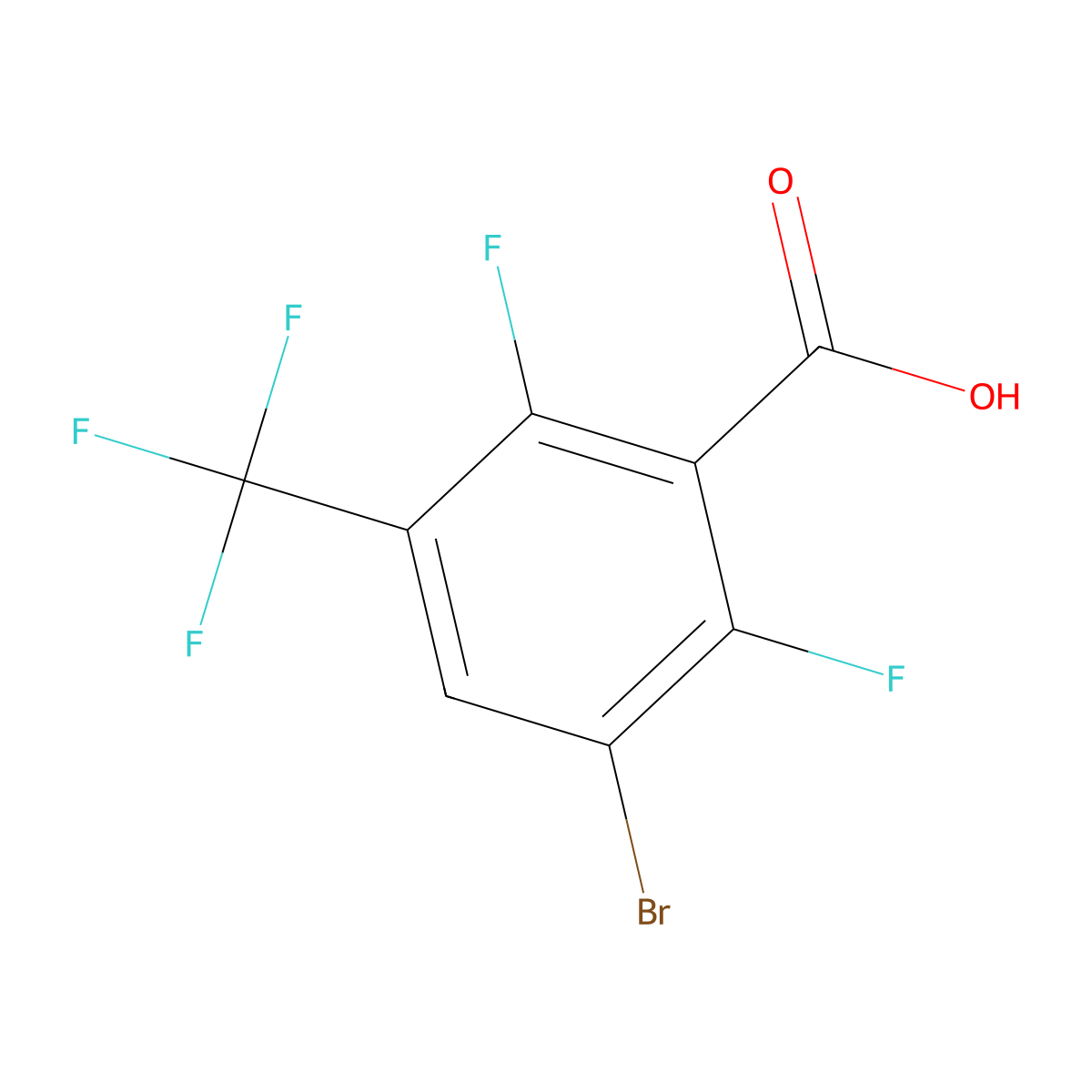 3-Bromo-2,6-difluoro-5-(trifluoromethyl)benzoic acid molecular structure, CAS 1980053-90-4