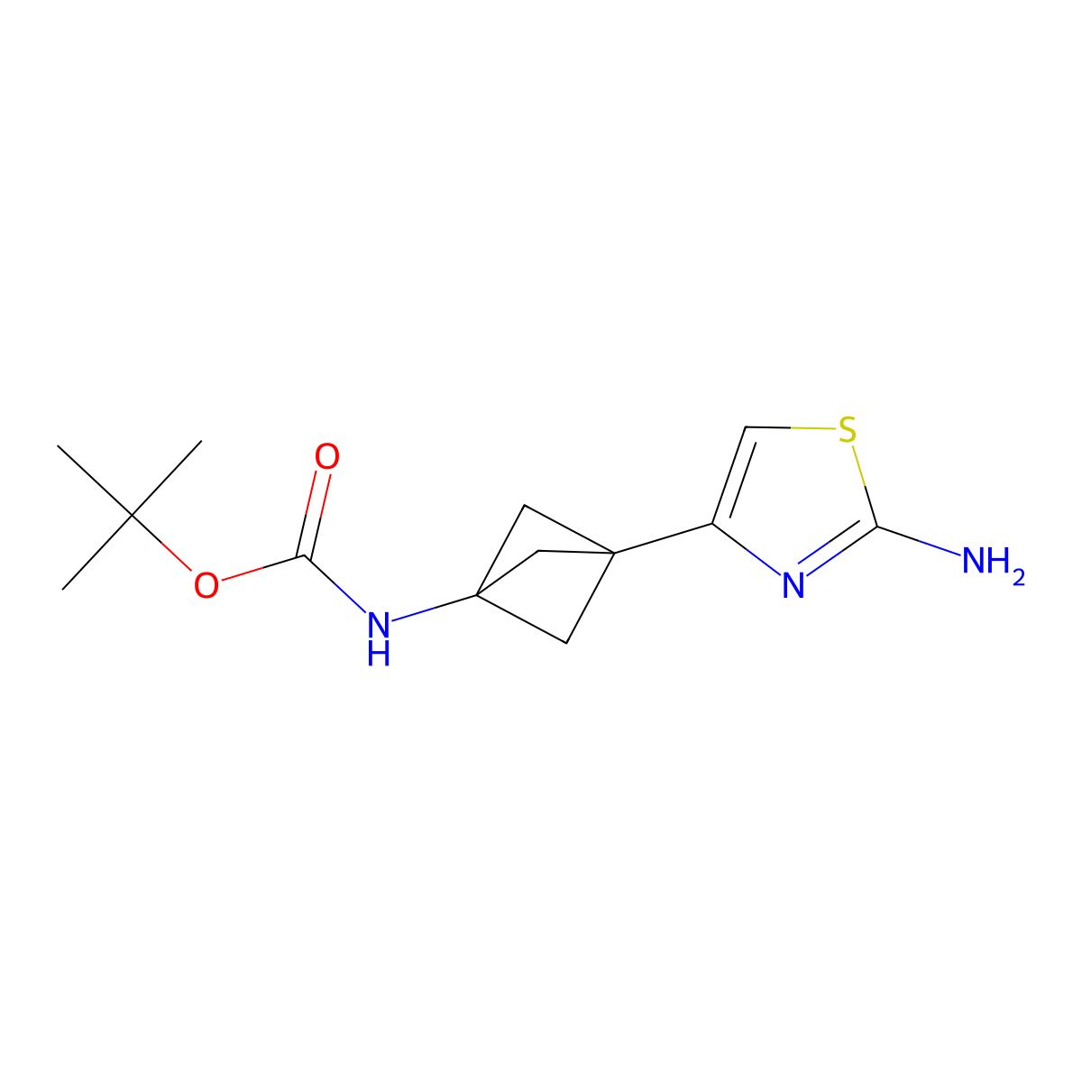 tert-Butyl [3-(2-amino-1,3-thiazol-4-yl)bicyclo[1.1.1]pent-1-yl]carbamate molecular structure, CAS 1980054-40-7