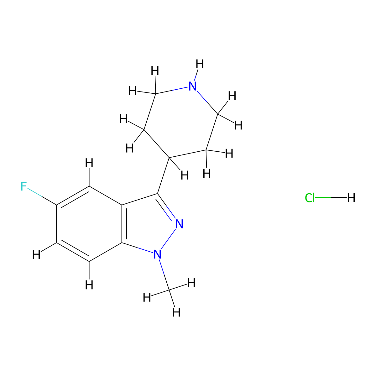 5-Fluoro-1-methyl-3-(piperidin-4-yl)-1H-indazole hydrochloride molecular structure, CAS 1980054-46-3