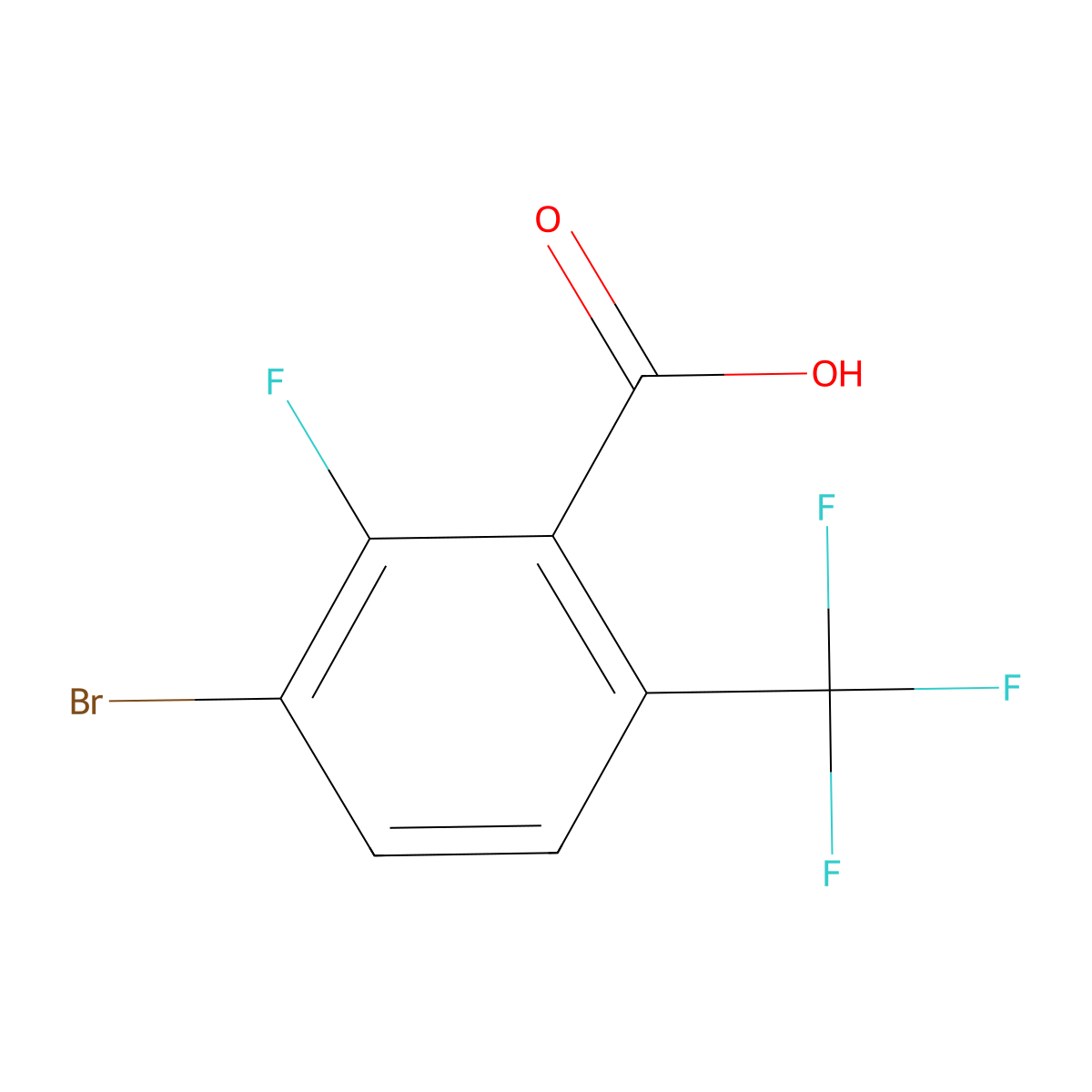 3-Bromo-2-fluoro-6-(trifluoromethyl)benzoic acid molecular structure, CAS 1980062-64-3