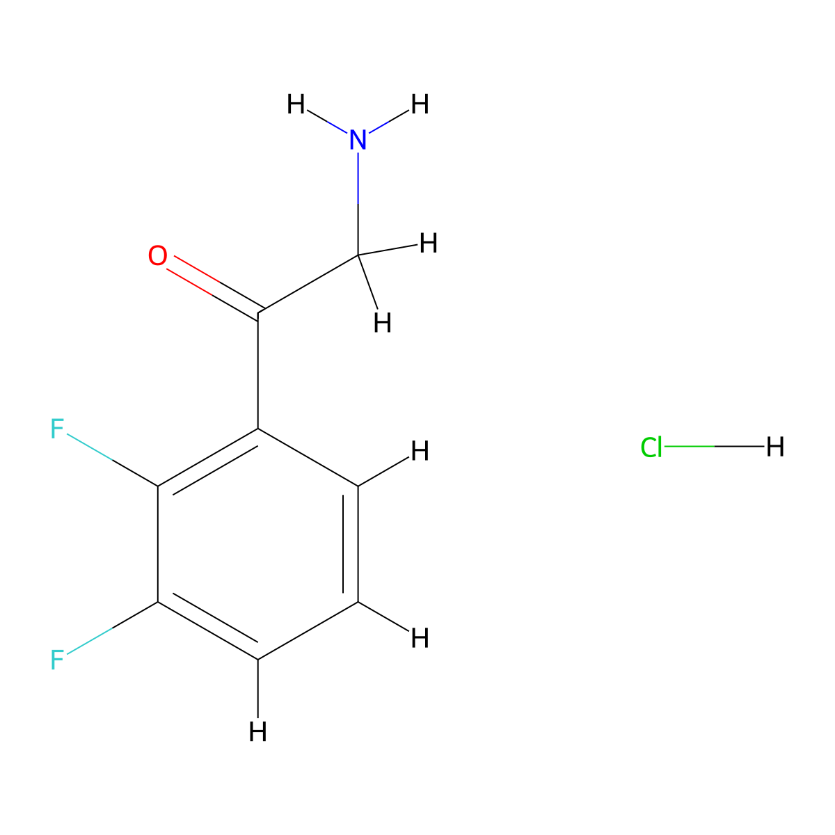 2-Amino-1-(2,3-difluorophenyl)ethanone hydrochloride molecular structure, CAS 1980062-95-0