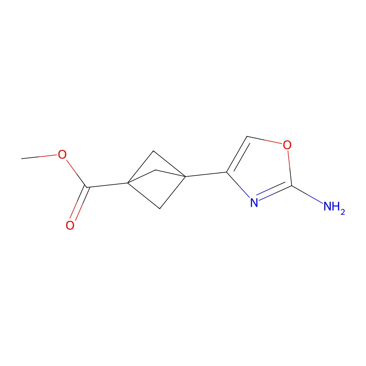 Methyl 3-(2-amino-1,3-oxazol-4-yl)bicyclo[1.1.1]pentane-1-carboxylate molecular structure, CAS 1980063-02-2